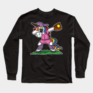 Dabbing Unicorn Softball Long Sleeve T-Shirt